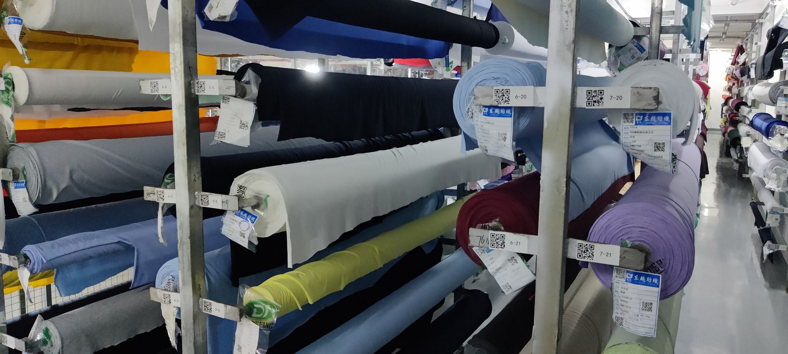 Fabric sample rolls in Dongyue Textile